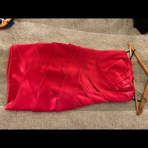 Strapless party bright pink mini dress